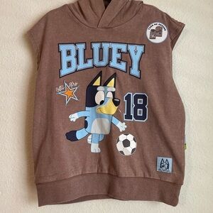 Bluey Graphic embroidered Brown Sleeveless Top with Hoodie size 5T-NWT